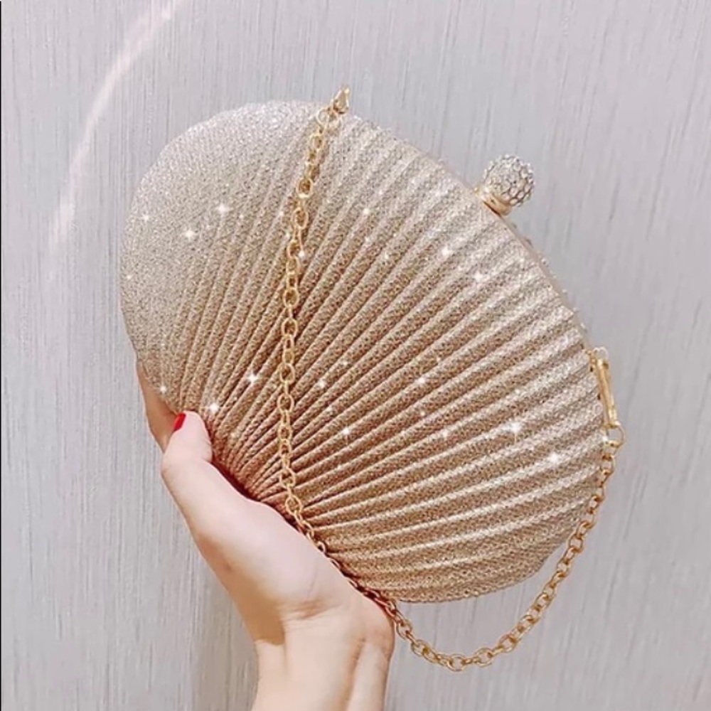 Glitter shell clutch